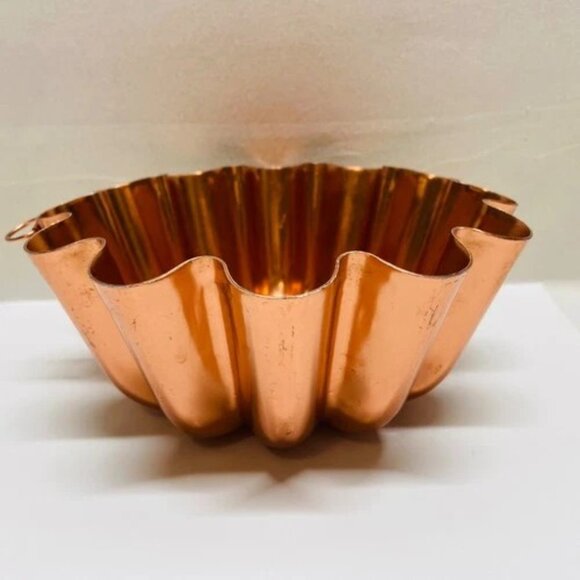 Vintage Copper Cake Jello Mold Round Fluted 3 1/2 Cups 6.75" x 3" Baking Pan EUC - Picture 4 of 9